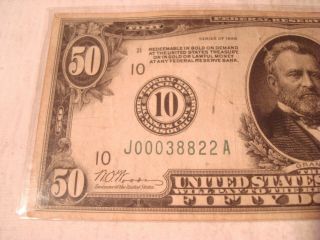 1928 FIFTY DOLLAR BILL,  LOW SERIAL NUMBER 2
