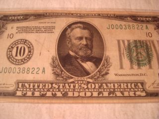 1928 FIFTY DOLLAR BILL,  LOW SERIAL NUMBER 4