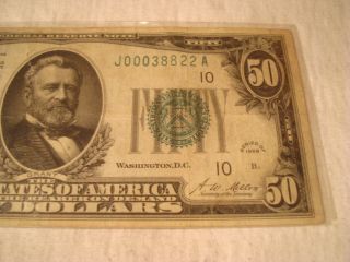1928 FIFTY DOLLAR BILL,  LOW SERIAL NUMBER 5