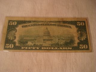 1928 FIFTY DOLLAR BILL,  LOW SERIAL NUMBER 6