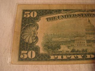 1928 FIFTY DOLLAR BILL,  LOW SERIAL NUMBER 7