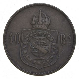 World Coin - 1873 Brazil 40 Reis - 11.  8 Grams 937 2