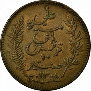 [ 672051] Coin,  Tunisia,  Ali Bey,  10 Centimes,  1891,  Paris,  Ef (40 - 45),  Bronze