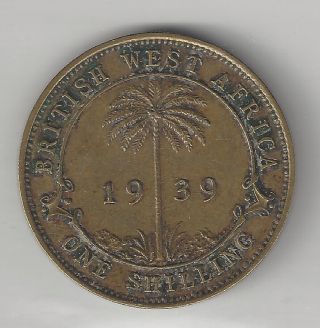 West Africa,  British,  1939,  Shilling,  Nickel - Brass,  Km 23,  Extra Fine