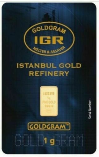1 Gram Igr (istanbul Gold Refinery) Certificate 999.  9 Pure Gold