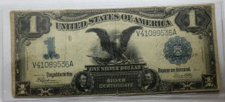 1899 Black Eagle One Dollar Silver Certificate Fr 236 Speelman - White Horse Blank