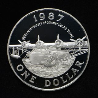 1987 Bermuda Silver Proof One Dollar 50th Anniversary (chip Out Of Cap) (slx3413)