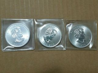 3 2016 Canada 1 Oz Silver Maple Leaf Coins Bu Canadian One Ounce