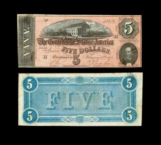 1864 Us $5 Confederate States America /richmond
