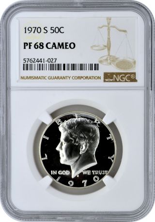 1970 S 50c Proof Kennedy Half Dollar Ngc Pf 68 Cameo