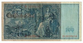 GERMANY REICHSBANKNOTE 100 MARK 1910 2