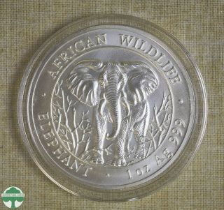 2004 Somalia 1000 Shillings - Elephant - 1 Oz - 999 Fine Silver