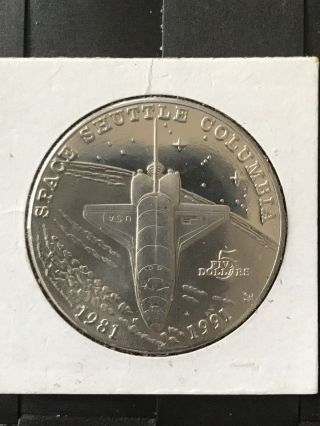 Marshall Islands 5 Dollars 1991 Unc Space Shuttle Columbia