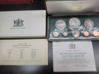 1974 Trinidad And Tobago 8 Coin Set,  2 Silver Coin,  Box And