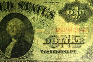 1917 $1 Legal Tender Large Note One Dollar Bill Red Seal Washington 3