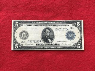 Fr - 883a 1914 Series $5 Kansas City Federal Reserve Note Fine - Very Fine