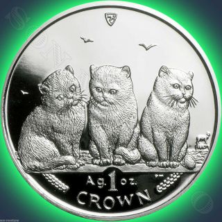 2006 Isle Of Man - Exotic Shorthair Cat - 1 Oz.  999 Silver Proof Coin,  Box/coa