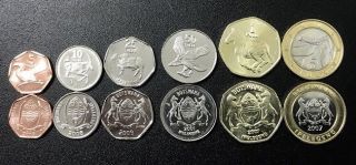 Botswana Set Of 6 Coins 5 10 25 50 Thebe 1 5 Pula 2001 - 2009 Unc