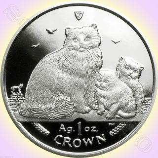 2007 Isle Of Man - Ragdoll Cat Coin - 1 Oz.  999 Silver Proof With &