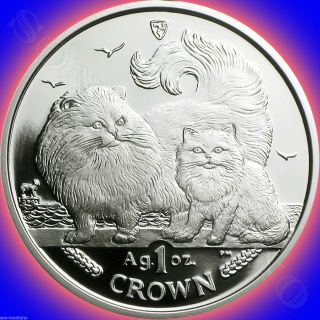 2009 Isle Of Man - Chinchilla Cat Coin - 1oz.  999 Bullion Silver Proof,  Box/coa