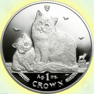 2013 Isle Of Man - Siberian Cat Coin - 1 Oz Bullion Silver Proof,  Box/coa