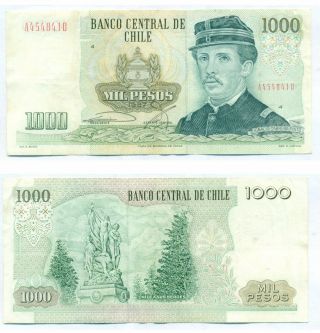 Chile Note 1000 Pesos 1987 Serial A Block 4 P 154c Axf
