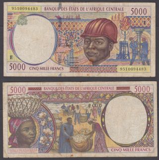 Central African States 5000 Francs 1995 In (f) Banknote Gabon P 204eb