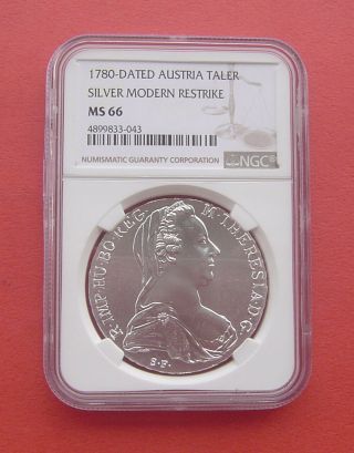 Austria 1780 - Dated Maria Theresia 1 Thaler Silver Modern Restrike Coin Ngc Ms66