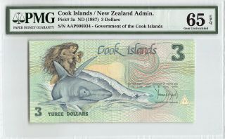 Cook Islands Nd (1987) P - 3a Pmg Gem Unc 65 Epq 3 Dollars