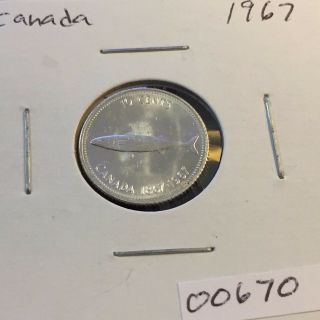 1967 Silver Canada Dime Gem Bu Canadian Centennial High End Specimen 670