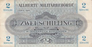 2 Schilling Very Fine Banknote From Allied Military In Austria 1944 Pick - 104