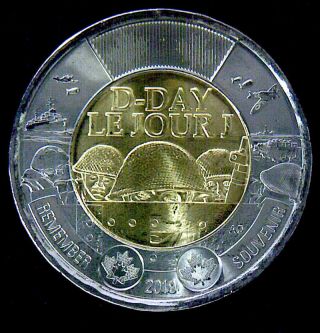 2019 Canada D - Day Toonie,  $2 Unc.  From Roll