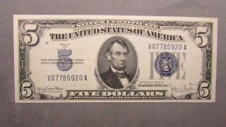 Us 1934 $5 Five Dollar Silver Certificate