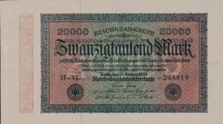 Huge 1923 Germany Weimar Republic Hyper Inflation 20.  000 Mark Banknote