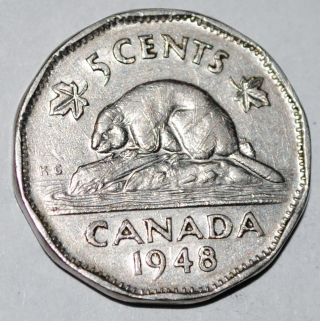 Canada 1948 5 Cents George Vi Canadian Nickel Key Date Low Mintage