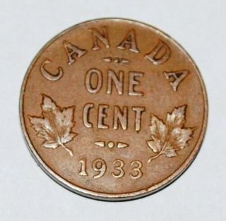 Canada 1933 1 Cent Copper Coin One George V Canadian Penny