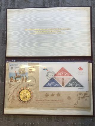 1992 Franklin Discovery Of America 500th Anniversary Coin And Stamp Set