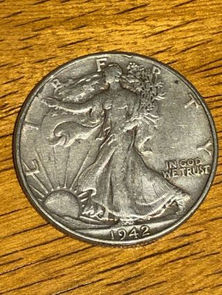 1942 Walking Liberty Half Dollar - Us 50 Cents Silver Coin Old Circulated Money