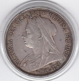 1895 Queen Victoria Large Crown / Five Shilling Silver Coin 2