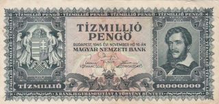 1945 Hungary 10 Million Pengo Note,  Pick 123