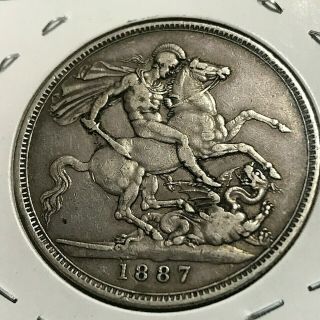 Great Britain 1887 Silver Victoria Crown Coin