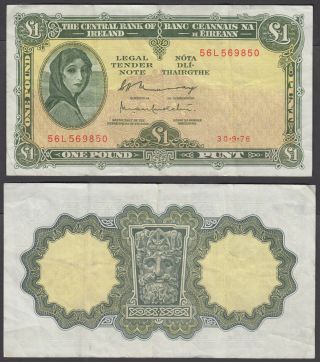 Ireland 1 Pound 1976 (f - Vf) Banknote P - 64d Lady Lavery