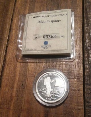 2000 Republic Of Liberia First Man On The Moon $10 Dollar Proof Coin