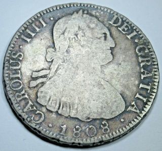 1808 Spanish Silver 4 Reales Piece Of 8 Real Old Antique Colonial Treasure Coin