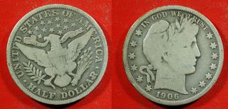 1906 - O U.  S.  Barber Silver Half Dollar - Solid G/vg Stk J47