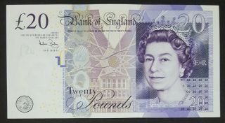 England 20 Pounds Queen Elizabeth With " 786 " Holy Number Ending In Unc.  Rarest