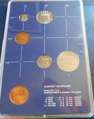 1984 Dutch Netherlands Select Set Fdc 5 Cent - 2 1/2 Gulden Plus Medal Bu