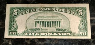 1934 Circulated Five Dollar $5 Blue Seal Silver Certificate Star Note 2