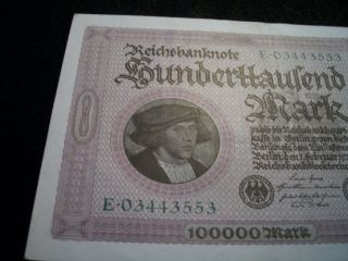 Large - Size 1923 German Inflationary Reichsbanknote 100,  000 Mark,  Graphics