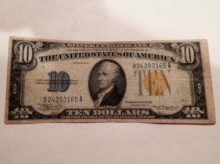1934 A $10 Silver Certificate North Africa Note Average Circulated